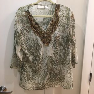 Chico’s Sheer Printed Top Chico’s Size 2